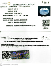 6.42/CT Natural Blue Sapphire with Govt Lab Certificate (8991)
